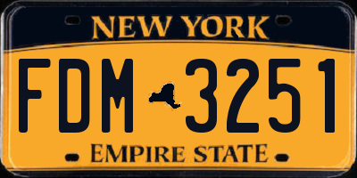 NY license plate FDM3251