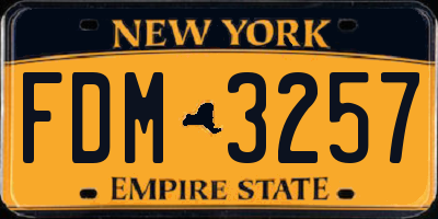NY license plate FDM3257