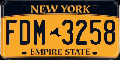 NY license plate FDM3258