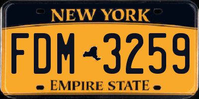 NY license plate FDM3259