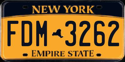 NY license plate FDM3262