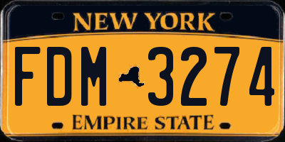 NY license plate FDM3274