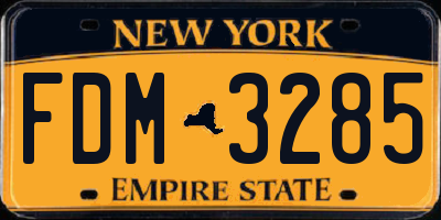 NY license plate FDM3285