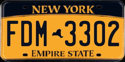 NY license plate FDM3302