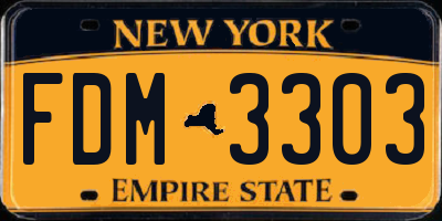 NY license plate FDM3303