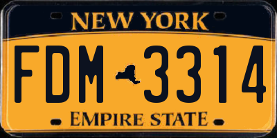 NY license plate FDM3314
