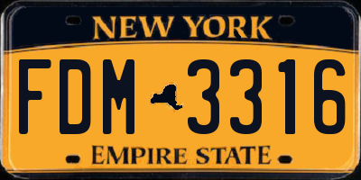 NY license plate FDM3316