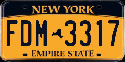 NY license plate FDM3317
