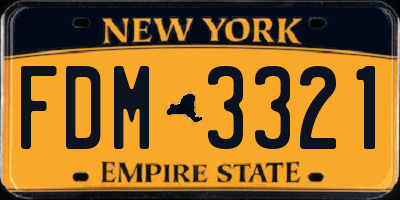 NY license plate FDM3321