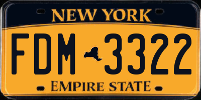 NY license plate FDM3322
