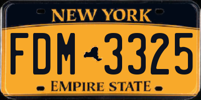 NY license plate FDM3325