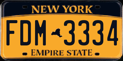 NY license plate FDM3334