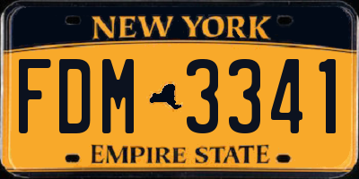 NY license plate FDM3341