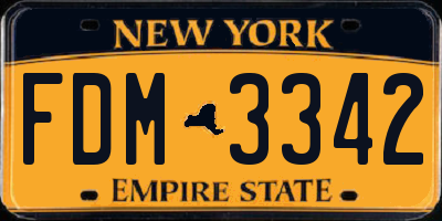 NY license plate FDM3342