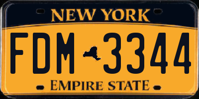 NY license plate FDM3344