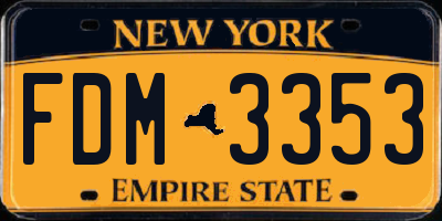 NY license plate FDM3353
