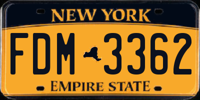 NY license plate FDM3362
