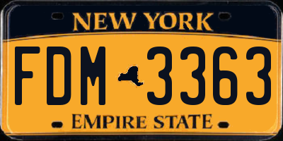 NY license plate FDM3363