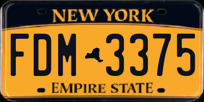 NY license plate FDM3375