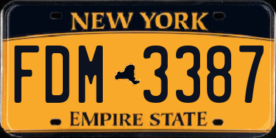NY license plate FDM3387
