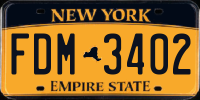 NY license plate FDM3402