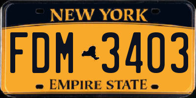 NY license plate FDM3403