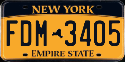 NY license plate FDM3405