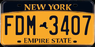 NY license plate FDM3407
