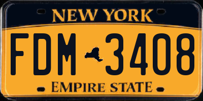 NY license plate FDM3408