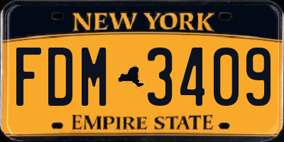 NY license plate FDM3409
