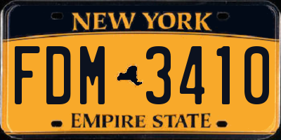 NY license plate FDM3410