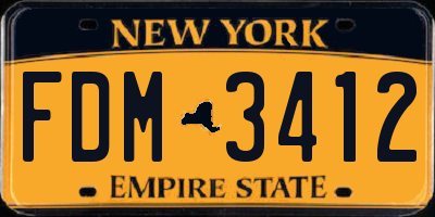 NY license plate FDM3412