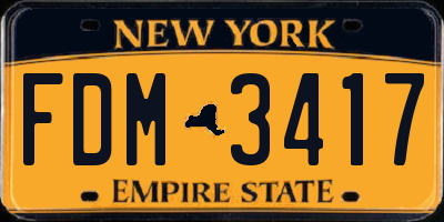 NY license plate FDM3417