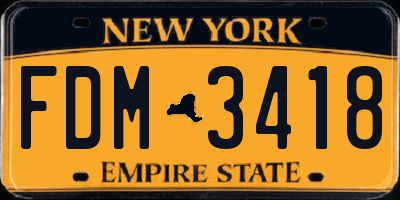 NY license plate FDM3418
