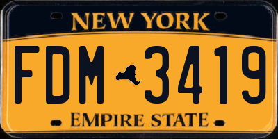 NY license plate FDM3419