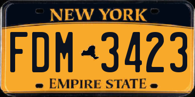NY license plate FDM3423