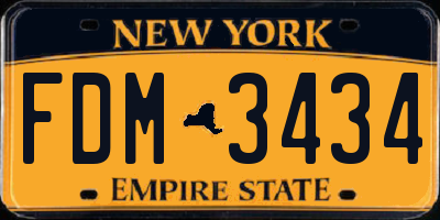 NY license plate FDM3434