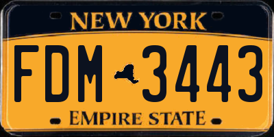 NY license plate FDM3443