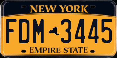 NY license plate FDM3445