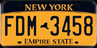 NY license plate FDM3458