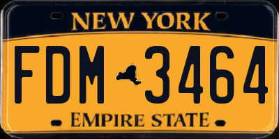 NY license plate FDM3464