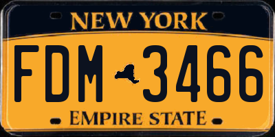 NY license plate FDM3466