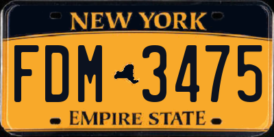 NY license plate FDM3475