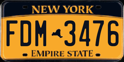NY license plate FDM3476