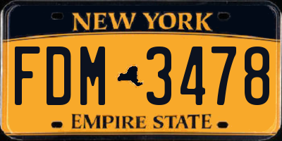 NY license plate FDM3478
