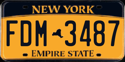 NY license plate FDM3487