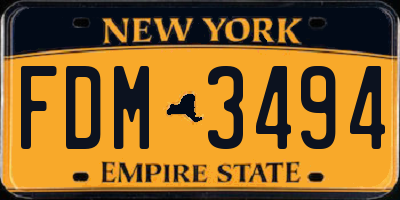 NY license plate FDM3494