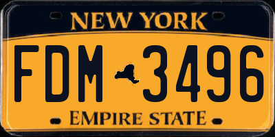 NY license plate FDM3496
