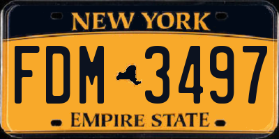 NY license plate FDM3497