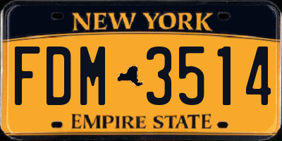 NY license plate FDM3514